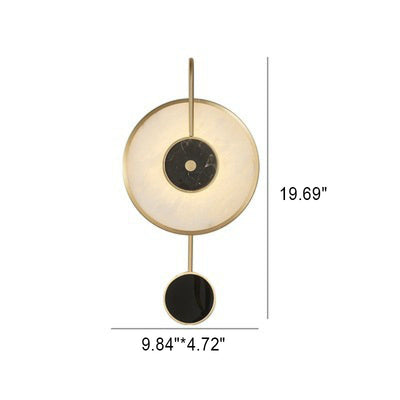 Modern Chinese Copper Marble Round LED Wall Sconce Lamp