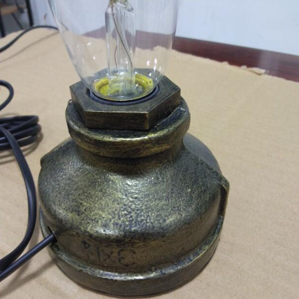 Zeitgenössische industrielle Steampunk runde Glas 1-Licht Tischlampe für Unterhaltungsraum 