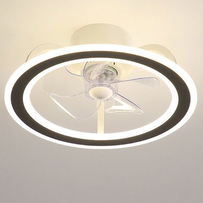 Nordic Creative Round LED Semi-Flush Mount Ceiling Fan Light