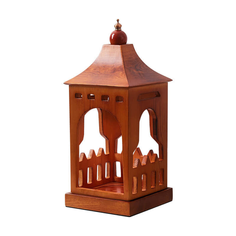 Vintage Walnut Cabin 1-Light Melting Wax Table Lamp