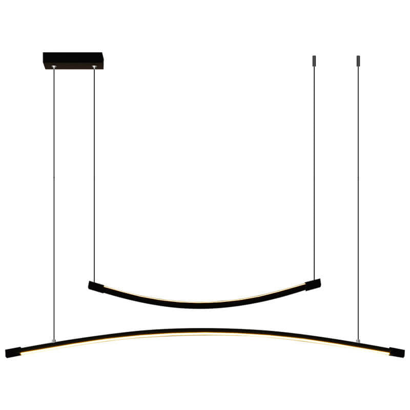 Moderner minimalistischer LED-Kronleuchter mit doppelter Kurvenlinie und Insellicht