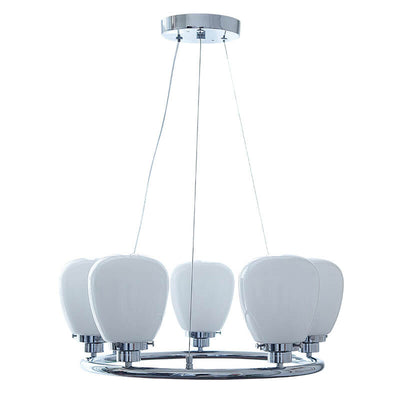 Nordic White Glass Magic Bean Circle Ring 1/3/5/8 Light Chandelier