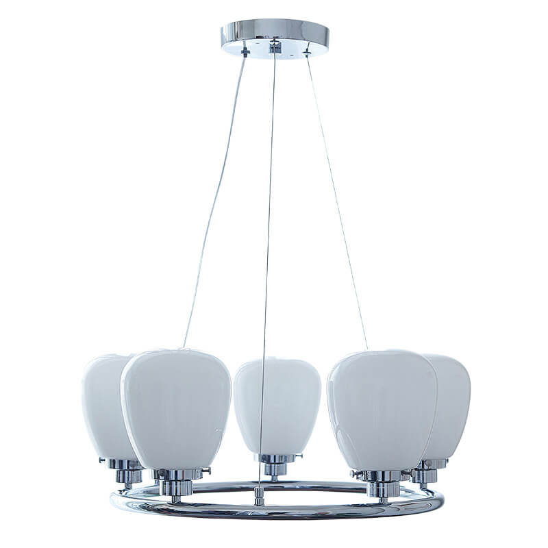 Nordic White Glass Magic Bean Circle Ring 1/3/5/8 Light Chandelier