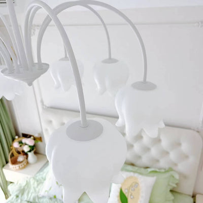 French Cream White Bellflower Acrylic 5/6/8 Light Chandelier