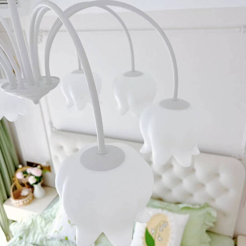French Cream White Bellflower Acrylic 5/6/8 Light Chandelier