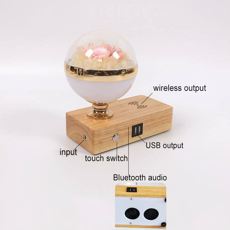 Creative Permanent Flower Night Light Smart Bluetooth Lautsprecher LED Wireless wiederaufladbare Tischlampe 