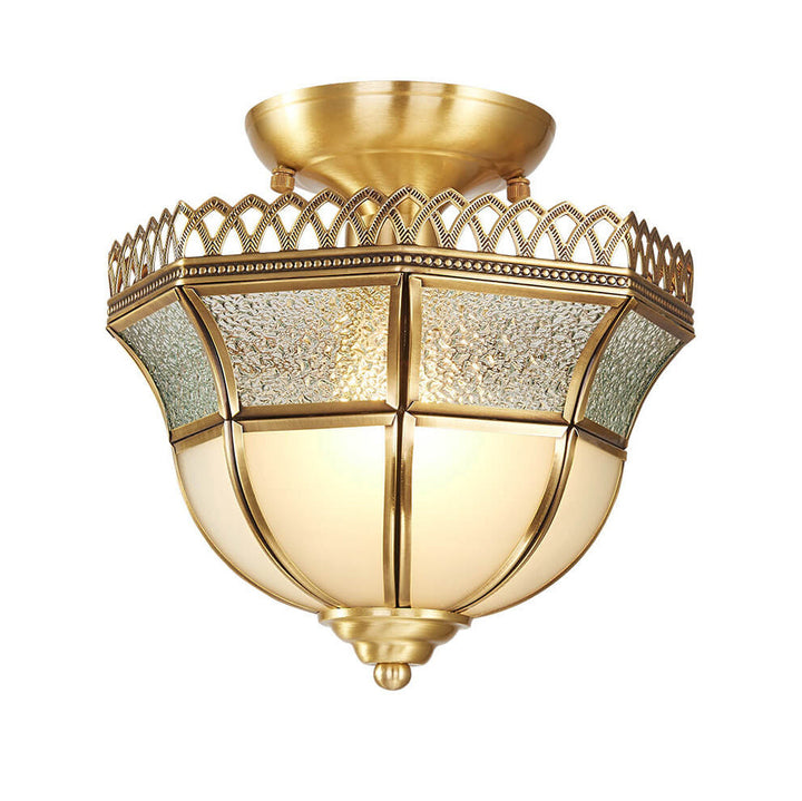 Moderne Luxus Glas Messing Schalenform Spitzen Design 1-Licht Halbeinbau Deckenleuchte 