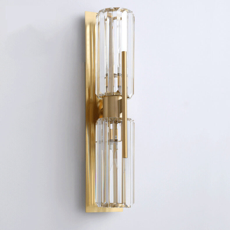 Modern Luxury Crystal Metal Strip 2-Light Wall Sconce Lamp