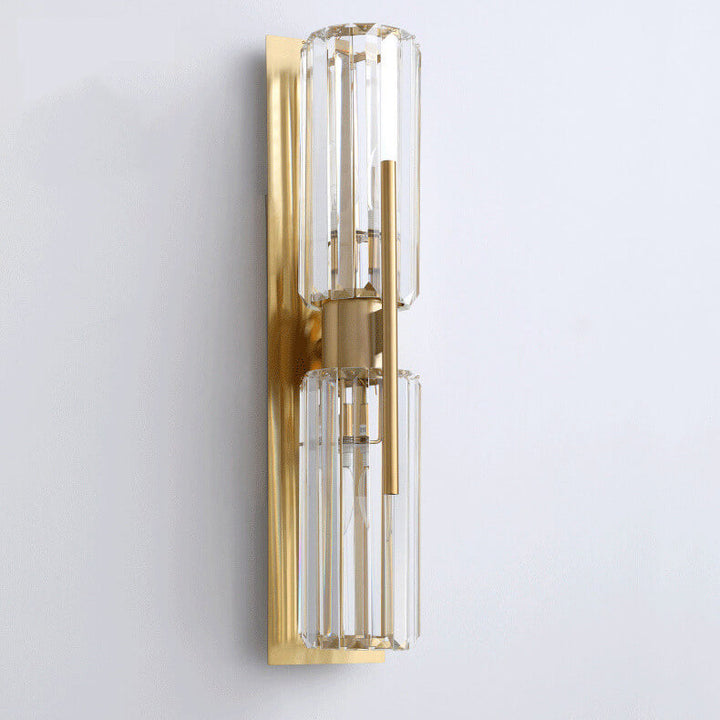 Modern Luxury Crystal Metal Strip 2-Light Wall Sconce Lamp