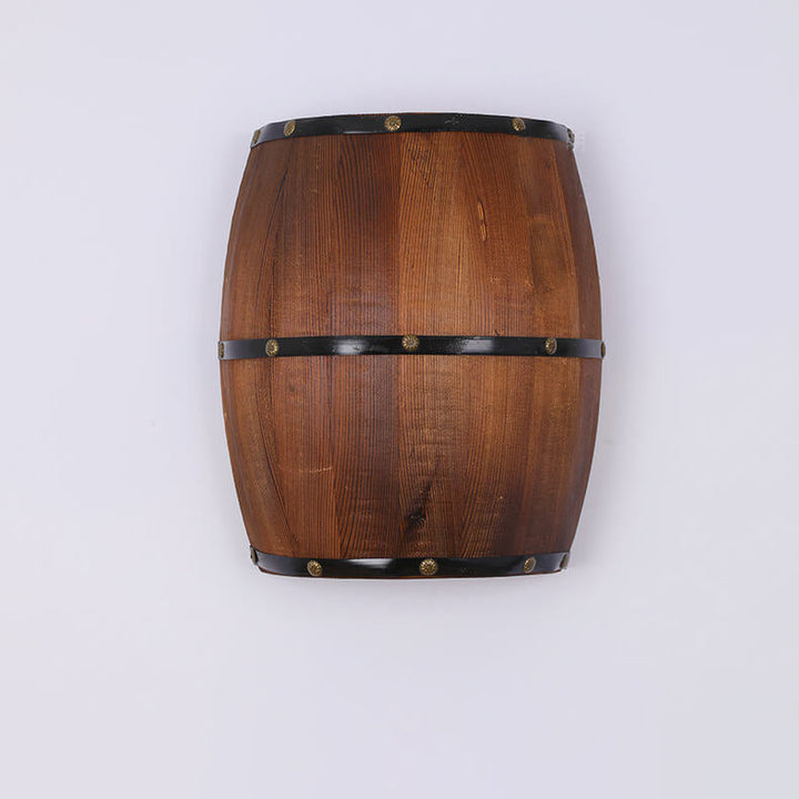 Contemporary Industrial Half Barrel Wood Hardware LED Wall Sconce Lamp for Living Room