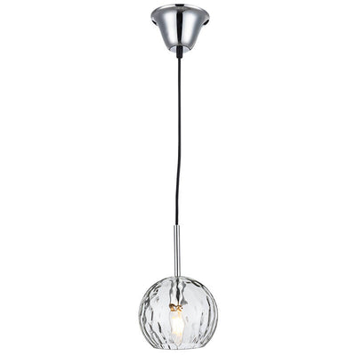 Vintage Minimalist Chrome Clear Round Ball Glass 1-Light Pendant Light