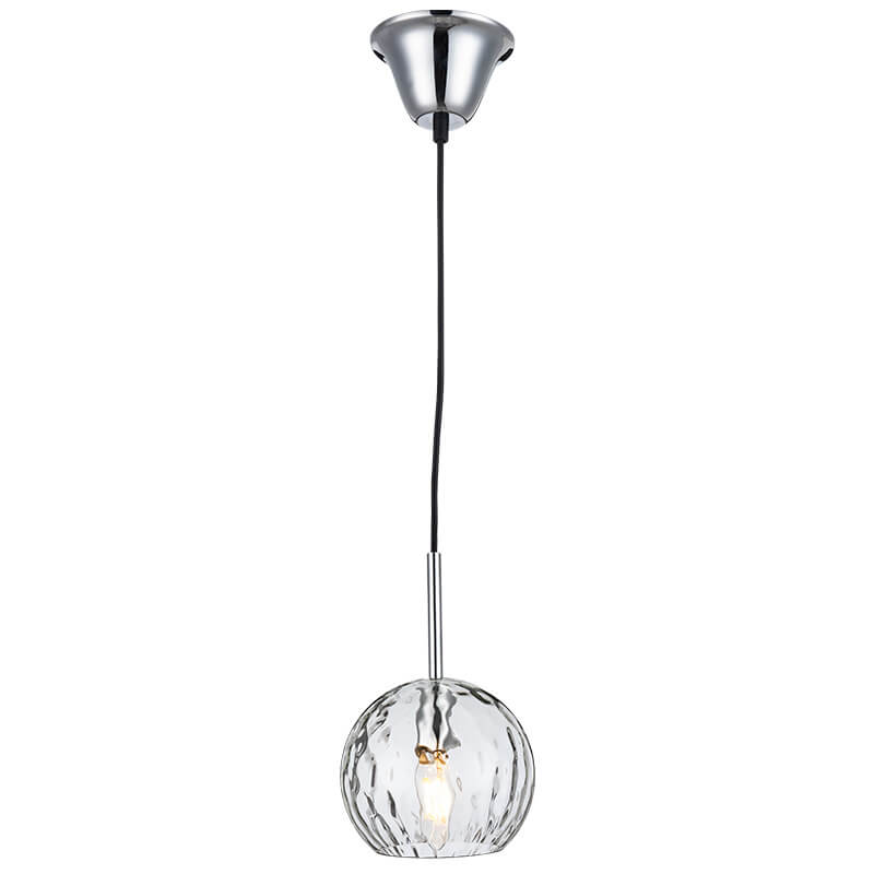 Vintage Minimalist Chrome Clear Round Ball Glass 1-Light Pendant Light