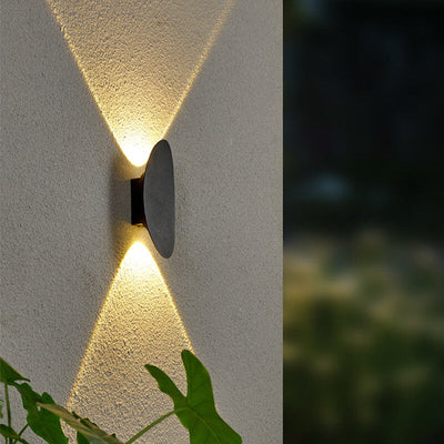 Lámpara de Aplique de Pared Impermeable LED para Exterior de Aluminio de Forma Oval Simple y Plana 