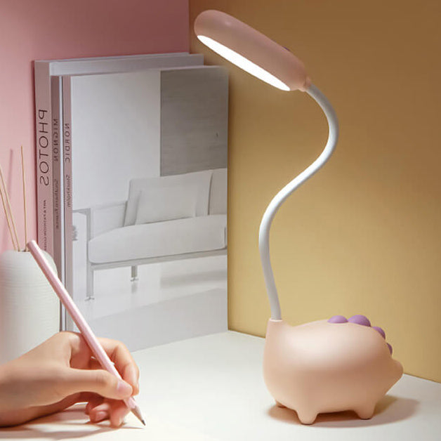 Lámpara de escritorio LED recargable con cuidado de ojos de dinosaurio de dibujos animados 