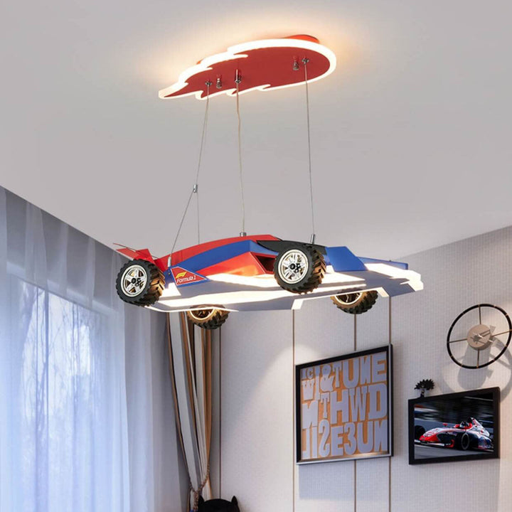 Moderne Kinder Rennbahn Eisen Acryl LED Pendelleuchte 