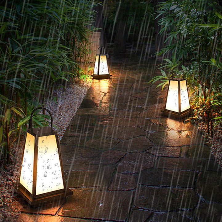 Modern Outdoor Solar Geometric Column Waterproof LED Garden Landscape Light