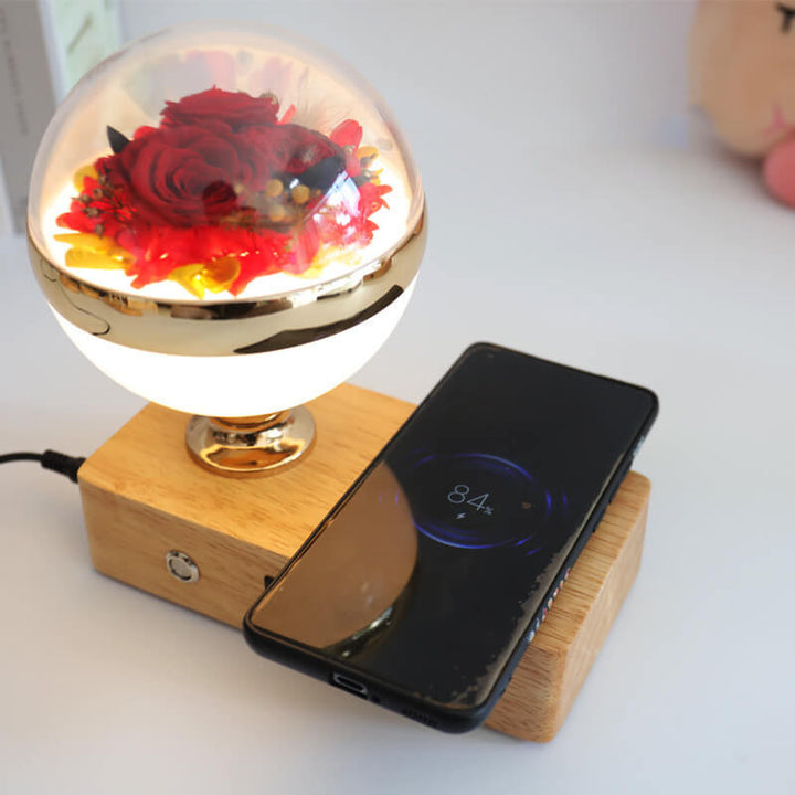 Creative Permanent Flower Night Light Smart Bluetooth Lautsprecher LED Wireless wiederaufladbare Tischlampe 