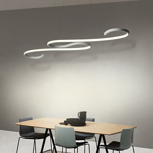 Lustre LED en aluminium de ligne de courbe créative moderne 