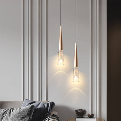 Light Luxury Minimalist Crystal Hardware Pillar LED Pendant Light