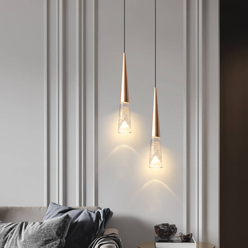 Light Luxury Minimalist Crystal Hardware Pillar LED Pendant Light