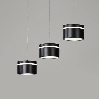 Nordischer minimalistischer LED-Kronleuchter aus Eisen mit rundem Trommelschirm und 3 Lichtern 