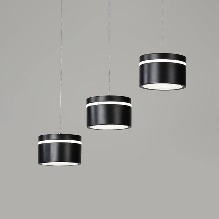 Nordic Minimalist Iron Round Drum Shade 3-Light LED Chandelier