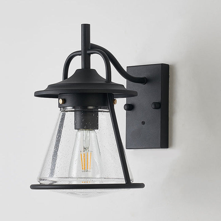 Waterproof Glass Cone Shade 1-Light Outdoor Wall Sconce Lamp