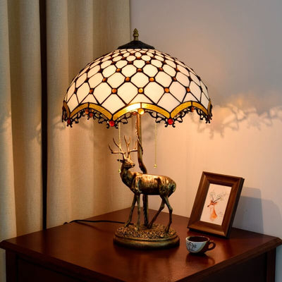 Tiffany Creative Moose Stained Glass 2-Light Table Lamp