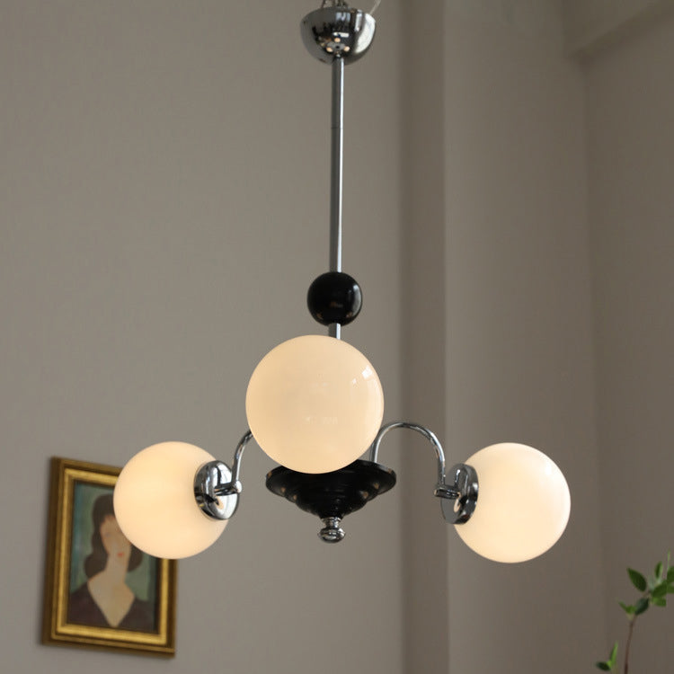 Lustre en verre cuivre traditionnel français Orb 3/4/5 lumières pour salon 