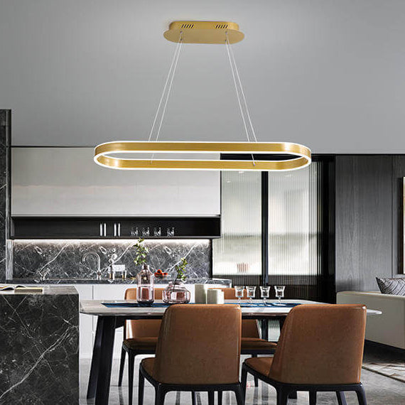 Modern Minimalist Light Luxury Oval Aluminum LED Chandelier