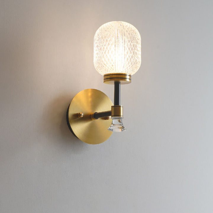 Modern Luxury Glass Oval Copper Base 1-Light Wall Sconce Lamp For Living Room