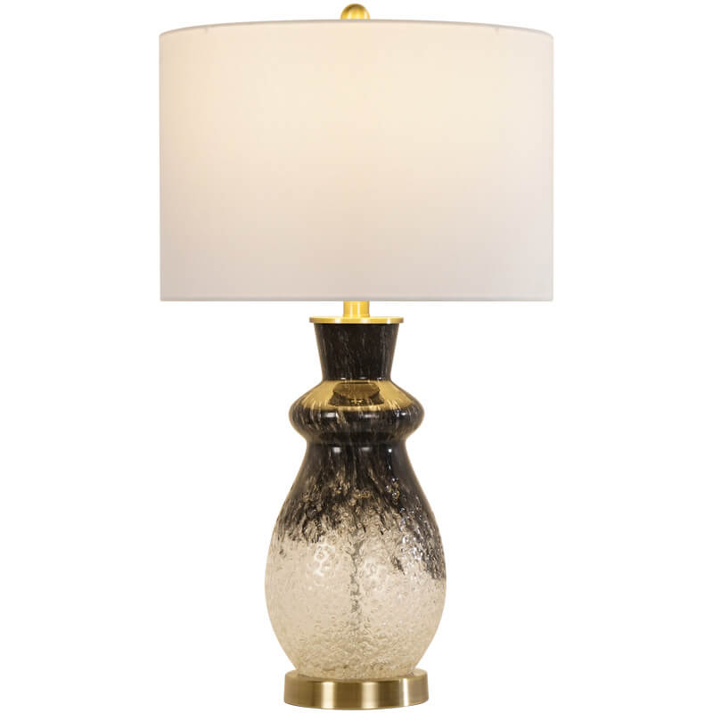 Lampe de Table 1 Lumière en Verre Noir et Blanc en Tissu de Luxe Européen 