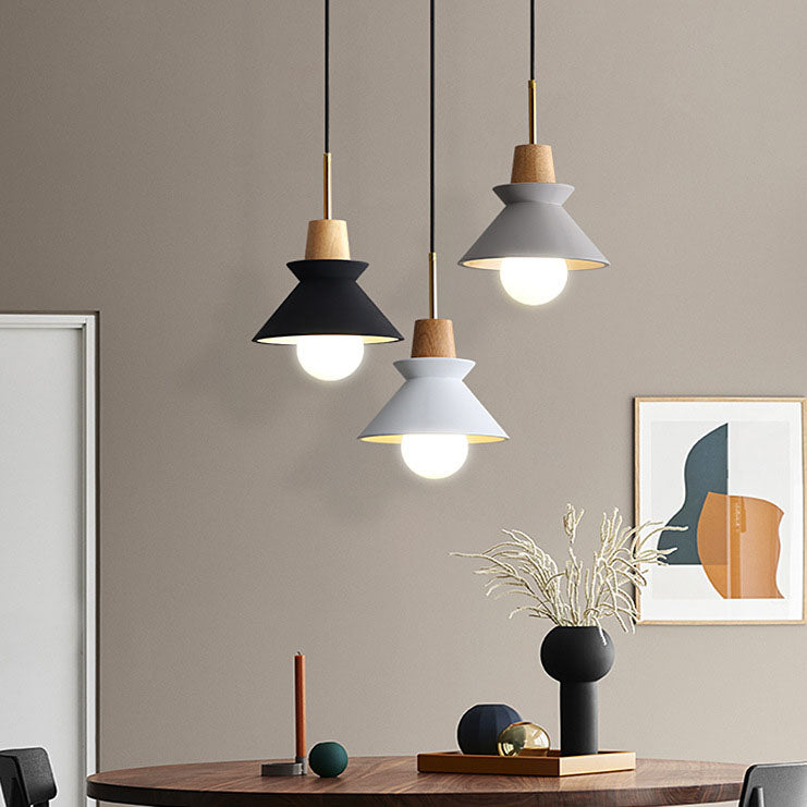 Nordic Minimalist Macaron Wood Cement  1-Light Pendant Light