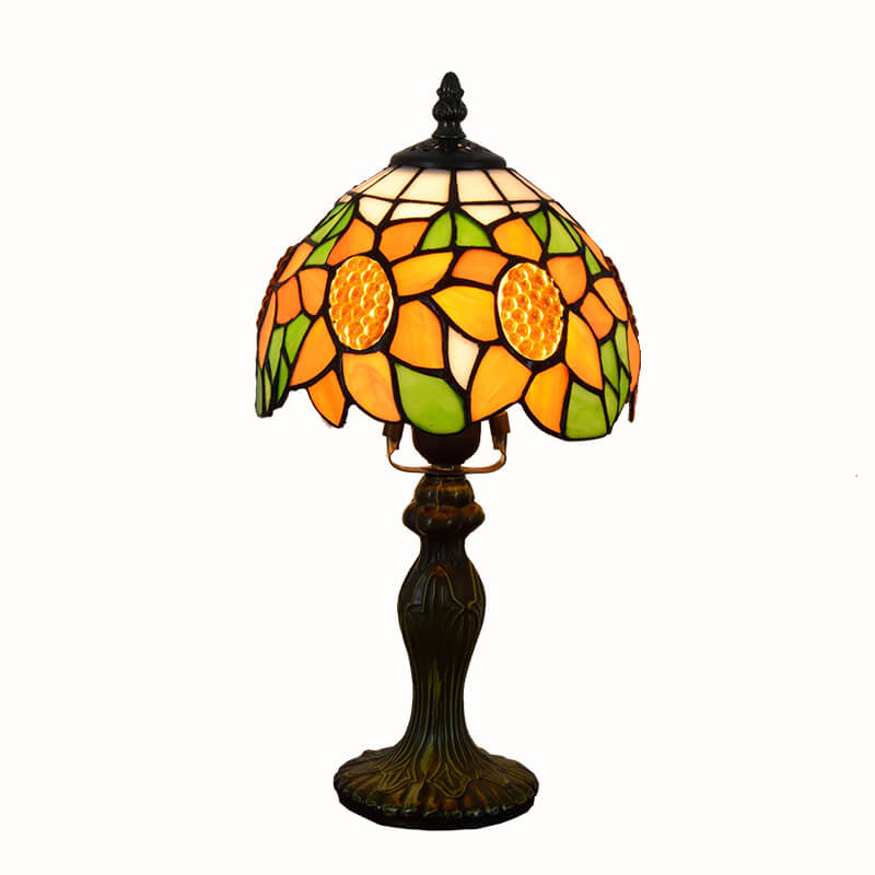 Tiffany Rustic Sunflower Stained Glass 1-Light Table Lamp