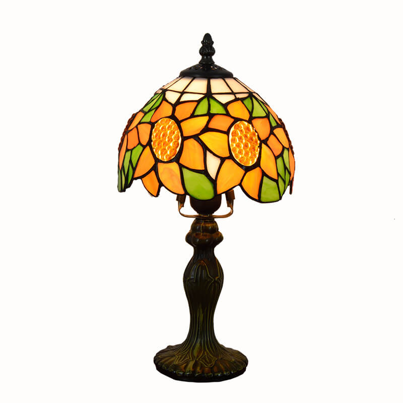 Tiffany Rustikale Sonnenblume Buntglas 1-Licht Tischlampe 