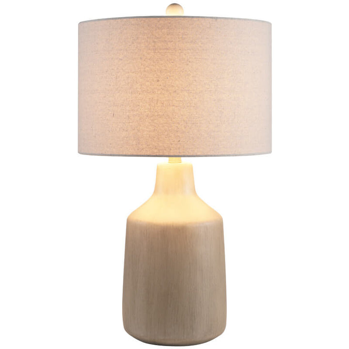 Modern Minimalist Fabric Cement Round 1-Light Table Lamp For Living Room &amp; Bedroom