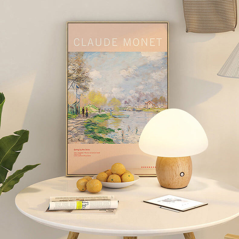Nordic Creative Mushroom Solid Wood Acrylic LED Touch Table Lamp