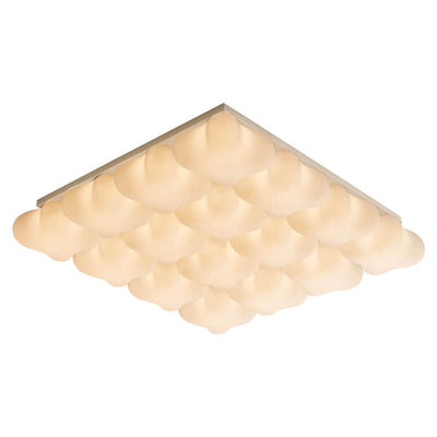 Modern Minimalist Square Stereo Milk White Acrylic Iron LED Flush Mount Ceiling Light