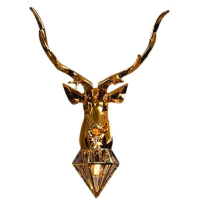 European Creative Plating Geometric Deer Head 1-Light Wall Sconce Lamp