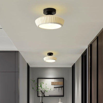 Nordic Minimal Textured Ceramic Cone Round 1-Light Semi-Flush Mount Ceiling Light