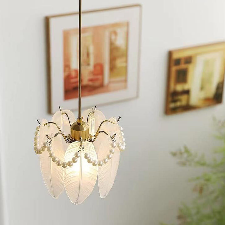 French Light Luxury Hardware Lampe suspendue à 1 lumière en verre 