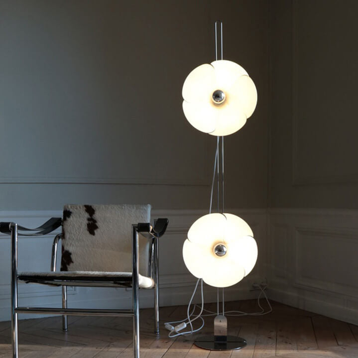 Retro Creative Flower Petal Design Stainless Steel LED Standing Floor Lamp