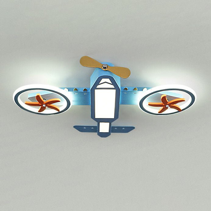 Luz de techo LED azul para niños con montaje empotrado de avión de dibujos animados creativo y sencillo 
