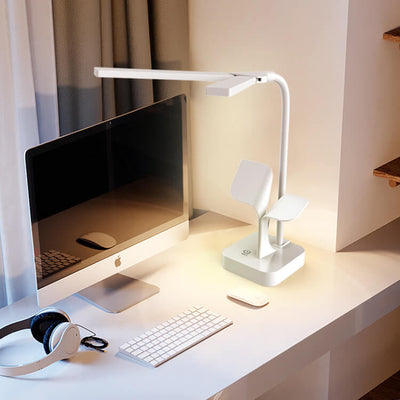 Modern Folding Dual Lamp Plug-In Station Table Lamp