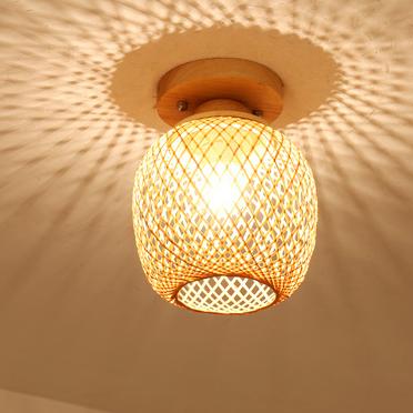 Modern Minimalist Creative Bamboo Weaving Flush Mount Ceiling Lamp