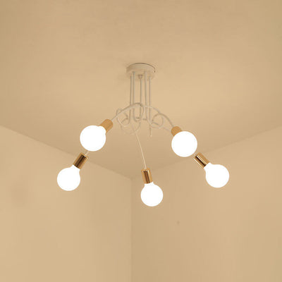 Moderne, minimalistische Eisen Twisted Lines 3/5 Light Semi-Flush Mount Deckenleuchte 