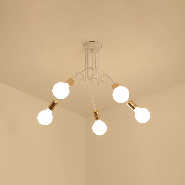 Moderne, minimalistische Eisen Twisted Lines 3/5 Light Semi-Flush Mount Deckenleuchte 