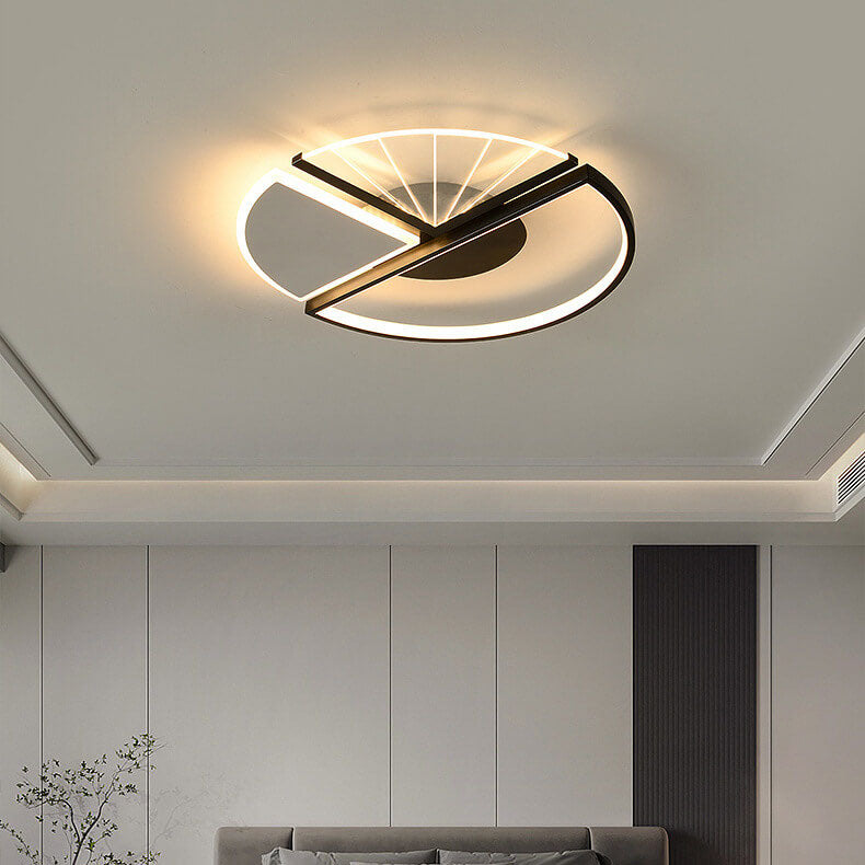 Moderne minimalistische geometrische Formen Schwarz Weiß Eisen LED Deckenleuchte 