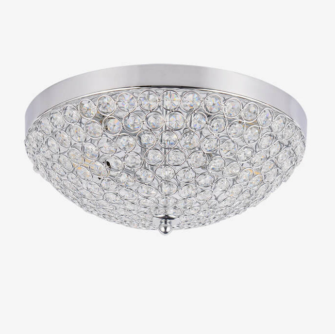 Modern Crystal Dome Design Round Decorative 2-Light Flush Mount Light