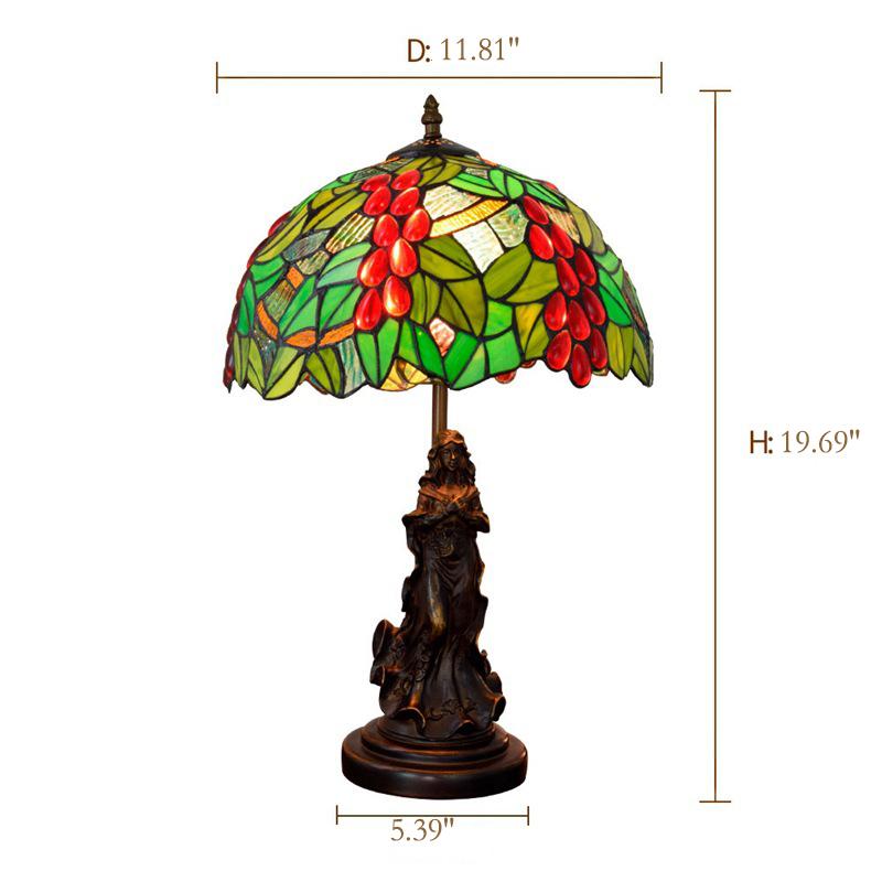 Retro Tiffany Glass 1-Light Decorative Beauty Table Lamp